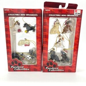 Trevco Purebred Collectibles Mini Dog Ornaments 2 Packs 10 Total Pups Santa Hats